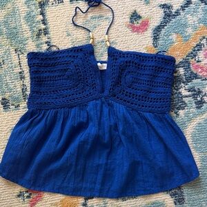 blue crochet top